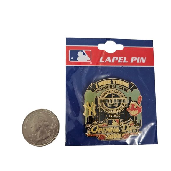 Yankee Stadium 2009 Inaugural Season Opening Day Pin, NY Cleveland Indians, L91 - Picture 5 of 6